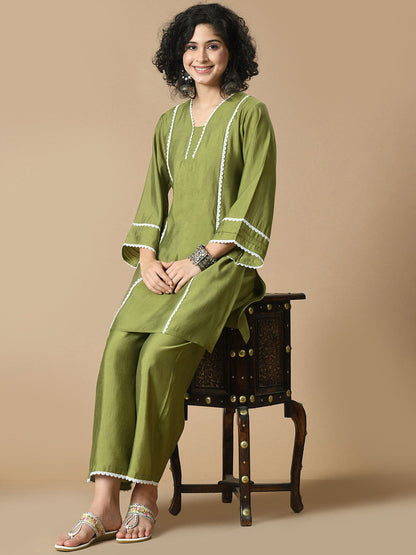 V-Neck Kurta with Palazzos