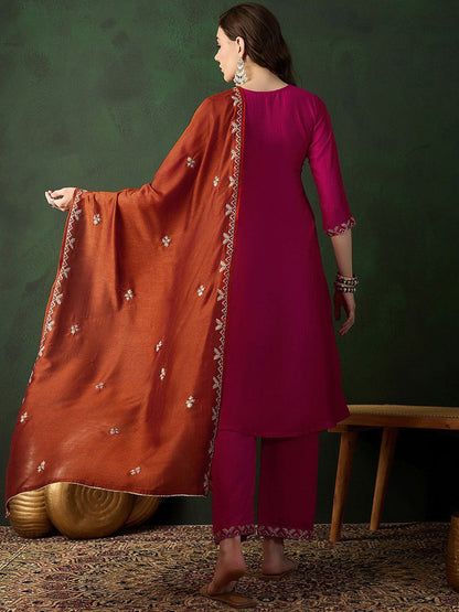 Embroidered Kurta Set With Dupatta
