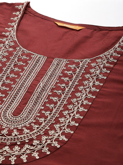 Women Ethnic Motifs Embroidered Regular Thread Work Kurta with Trousers & With Dupatta