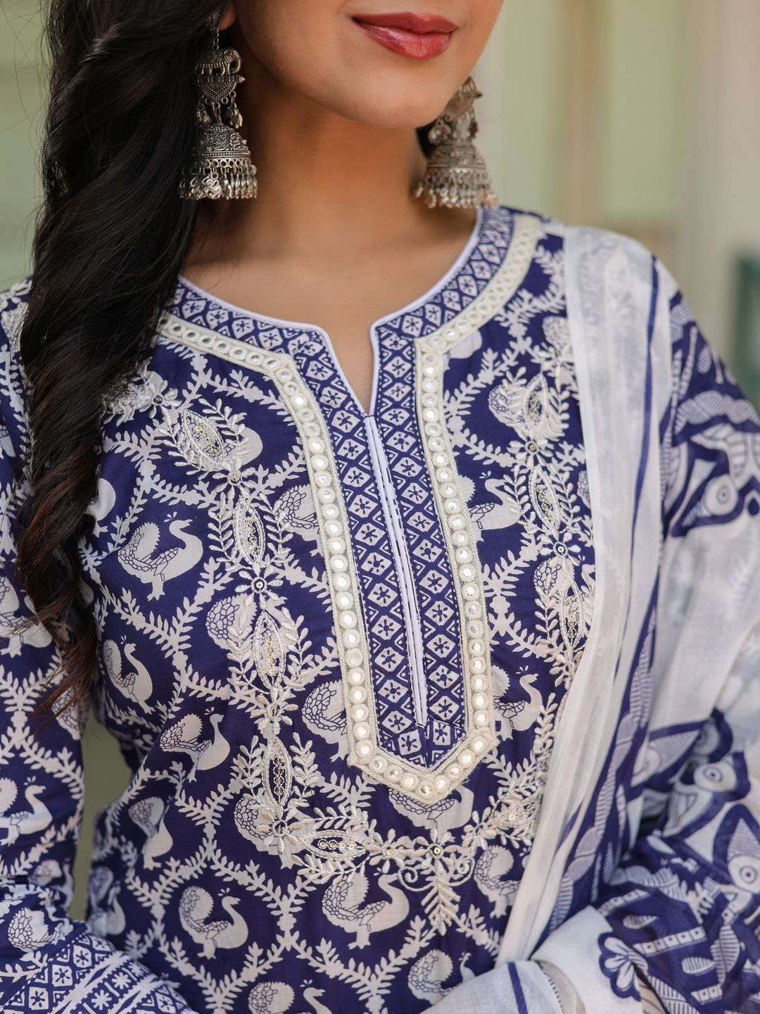 Dhiyona RR Women's Printed Pure Cotton Kurta with Trousers & With Dupatta