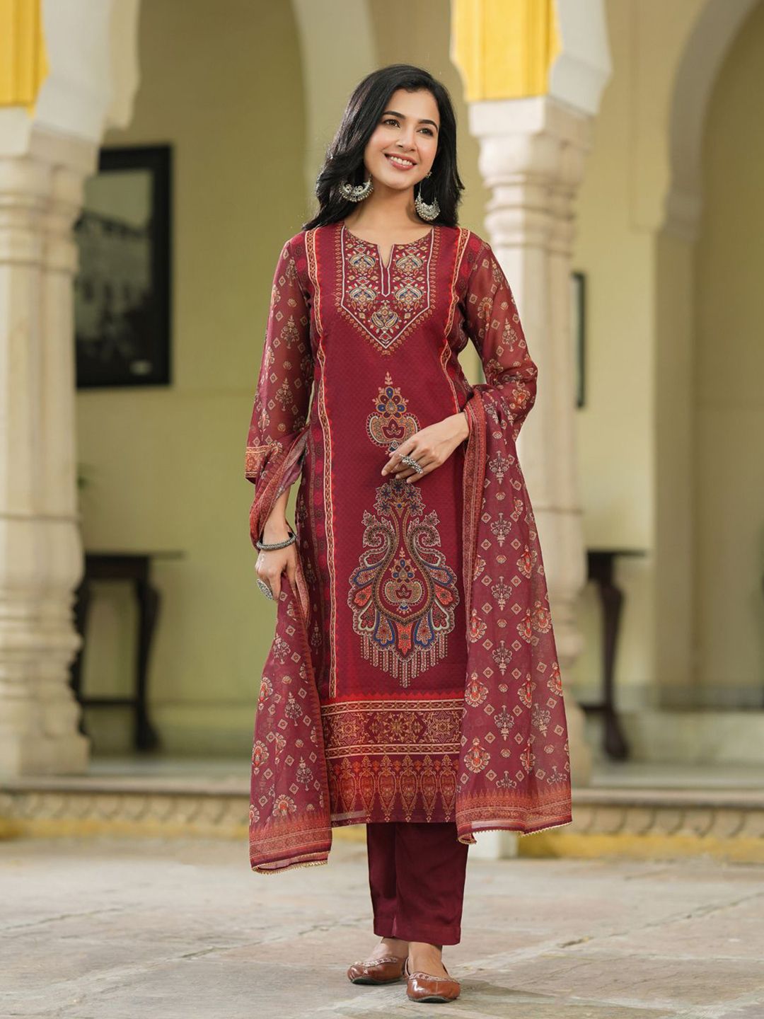 Dhiyona RR Women's Ethnic Motifs Printed Kurta with Trousers & Dupatta