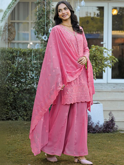 Dhiyona HOP Embroidered Kurta with Sharara & Dupatta Set