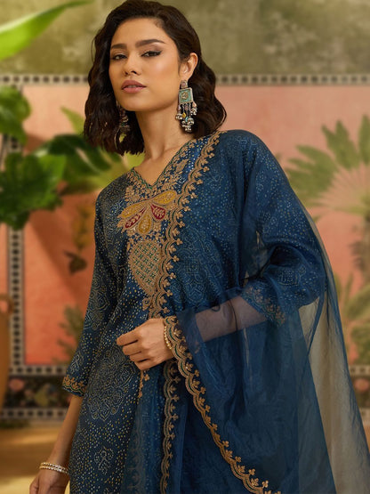 Dhiyona SN Embroidered V-Neck Kurta & Sharara With Dupatta