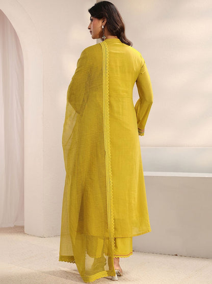 Women Ethnic Motifs Embroidered Panelled Thread Work Kurta with Trousers & With Dupatta