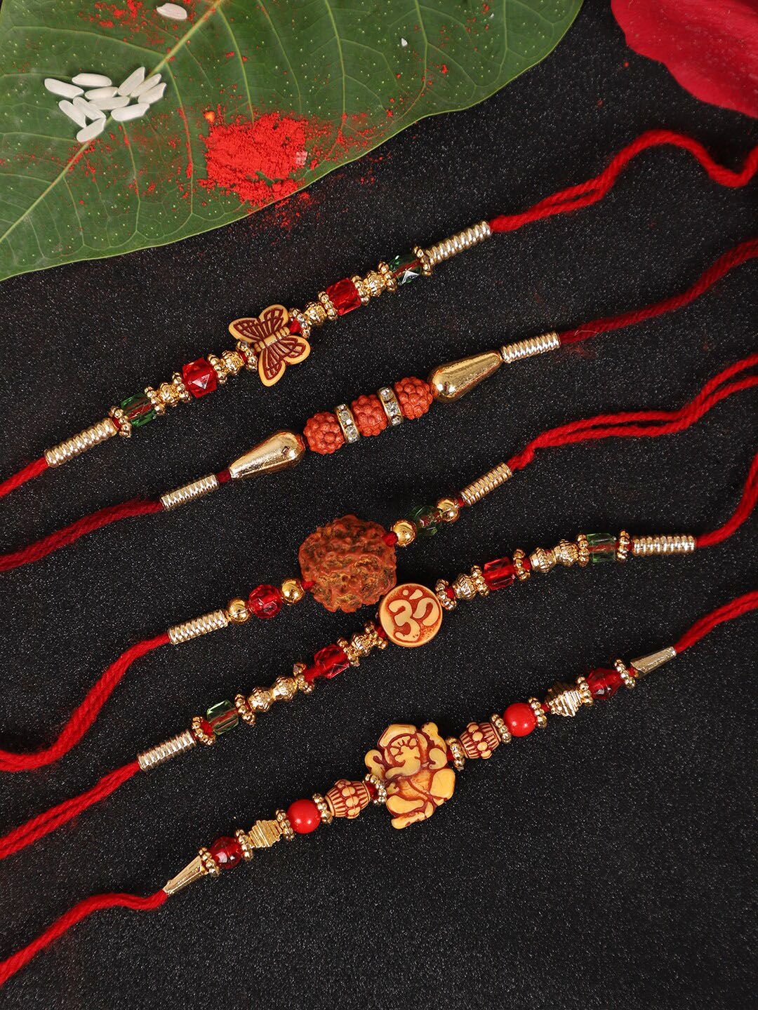 Dhiyona Set Of 5 Beaded Rakhi