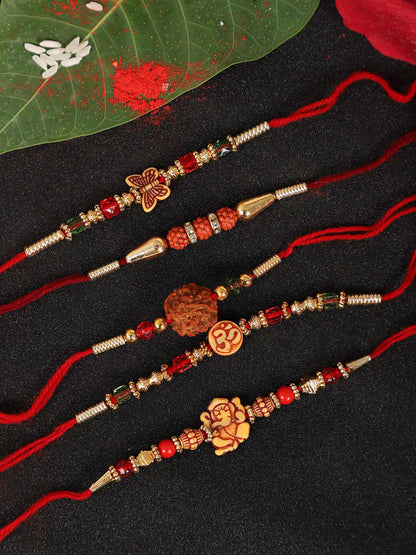 Dhiyona Set Of 5 Beaded Rakhi
