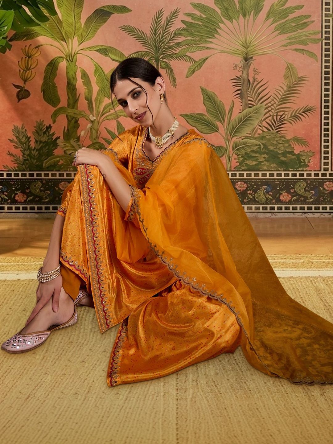 Dhiyona SN Embroidered V-Neck Kurta & Sharara With Dupatta