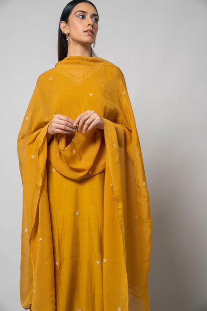 Satin Sheen Gold Kurta Set