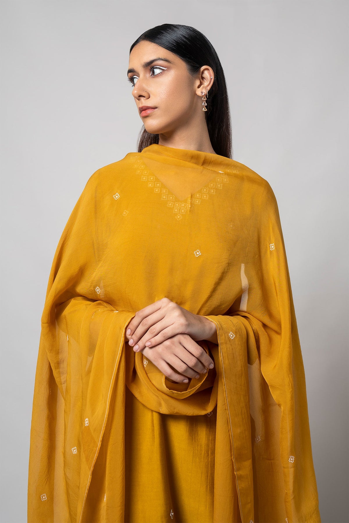 Satin Sheen Gold Kurta Set