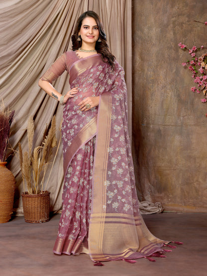 Dhiyona GR Women's Florence Lavender Khadi Silk Saree