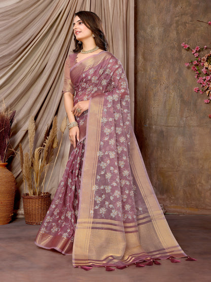 Dhiyona GR Women's Florence Lavender Khadi Silk Saree