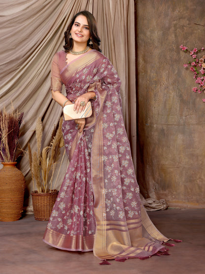 Dhiyona GR Women's Florence Lavender Khadi Silk Saree