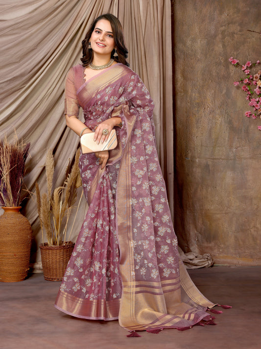 Dhiyona GR Women's Florence Lavender Khadi Silk Saree