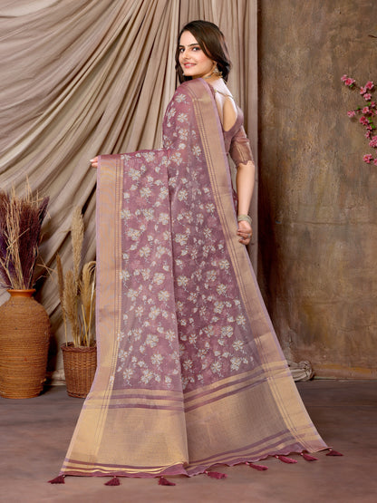 Dhiyona GR Women's Florence Lavender Khadi Silk Saree