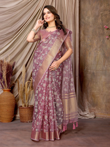 Dhiyona GR Women's Florence Lavender Khadi Silk Saree