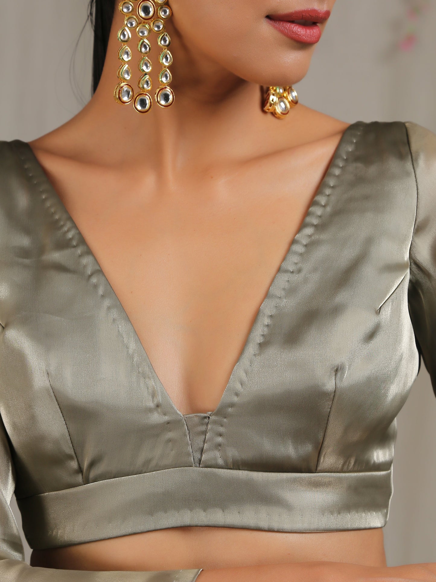 Dhiyona ST Blouse - Liquid Gold Organza V Neck