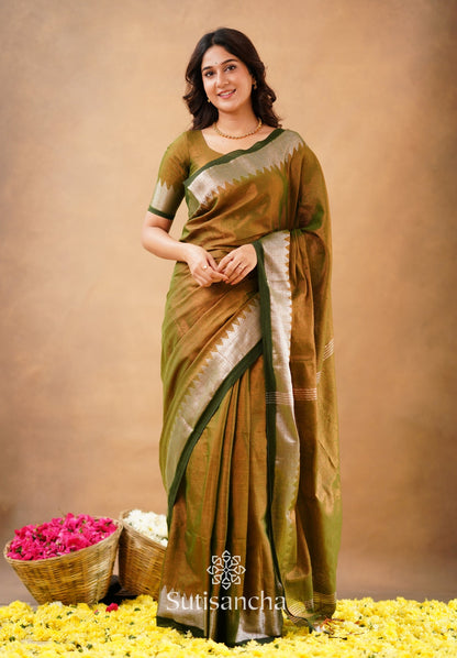 Dhiyona SS Sutisancha Anique Bronze Handloom Cotton Designer Tissue Saree