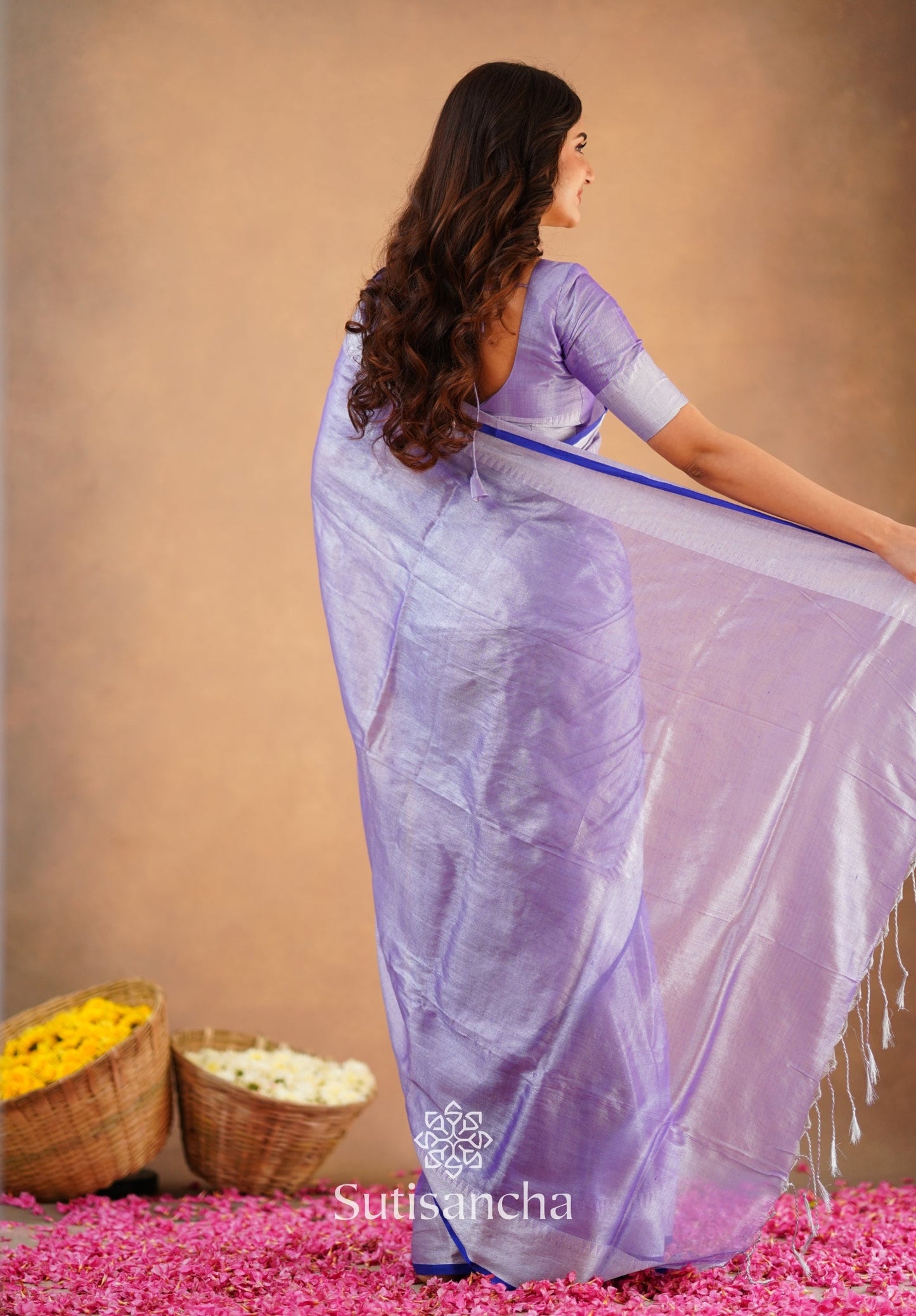 Dhiyona SS Sutisancha Lavender Handloom Cotton Tissue Saree