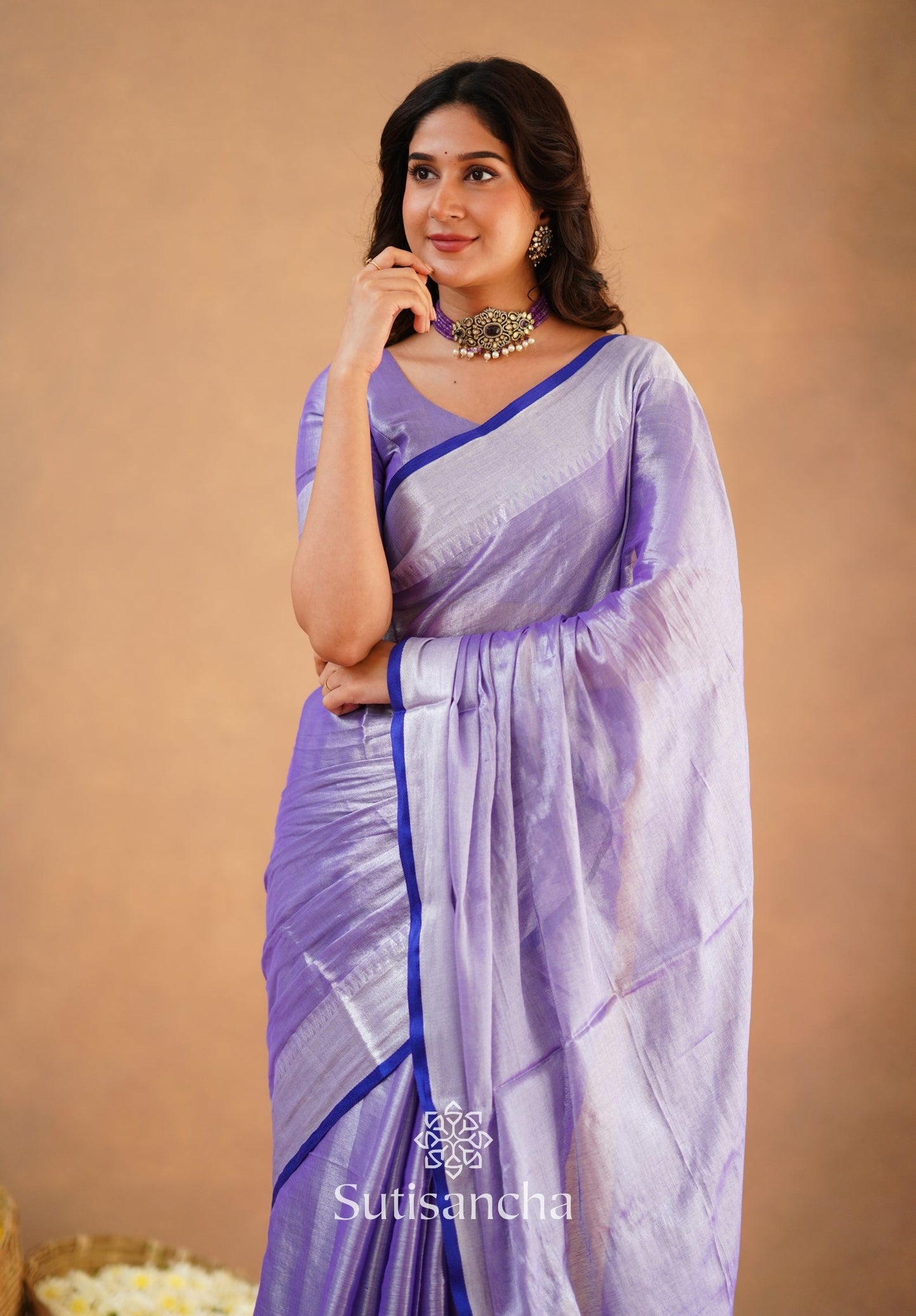 Dhiyona SS Sutisancha Lavender Handloom Cotton Tissue Saree