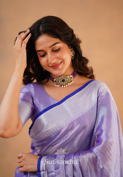 Dhiyona SS Sutisancha Lavender Handloom Cotton Tissue Saree