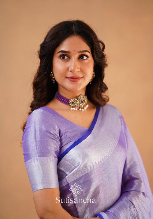 Dhiyona SS Sutisancha Lavender Handloom Cotton Tissue Saree