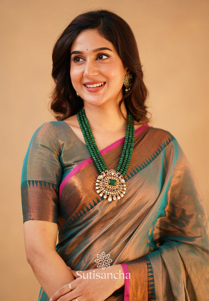 Dhiyona SS Sutisancha Rama Green Handloom Cotton Tissue Saree