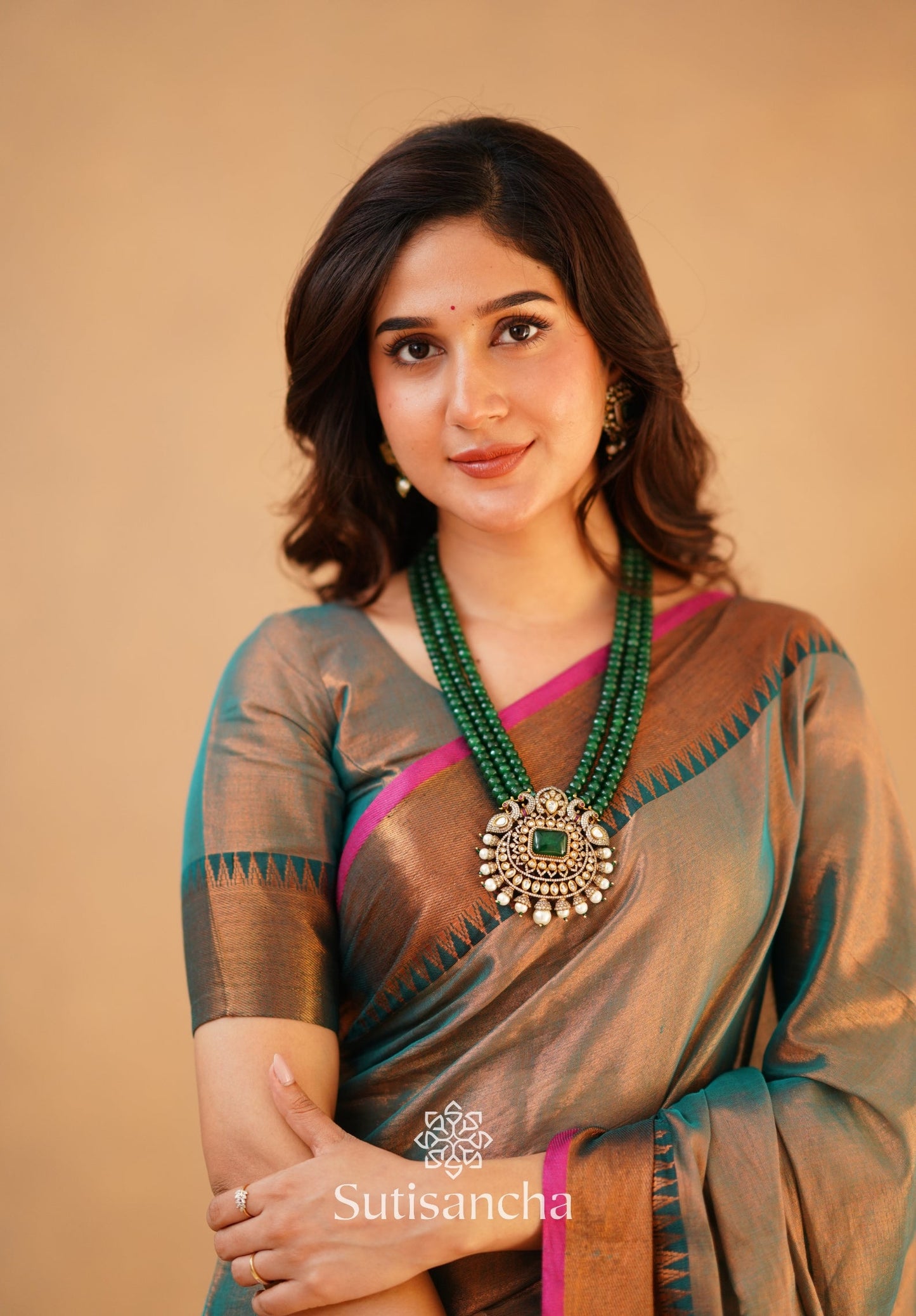 Dhiyona SS Sutisancha Rama Green Handloom Cotton Tissue Saree