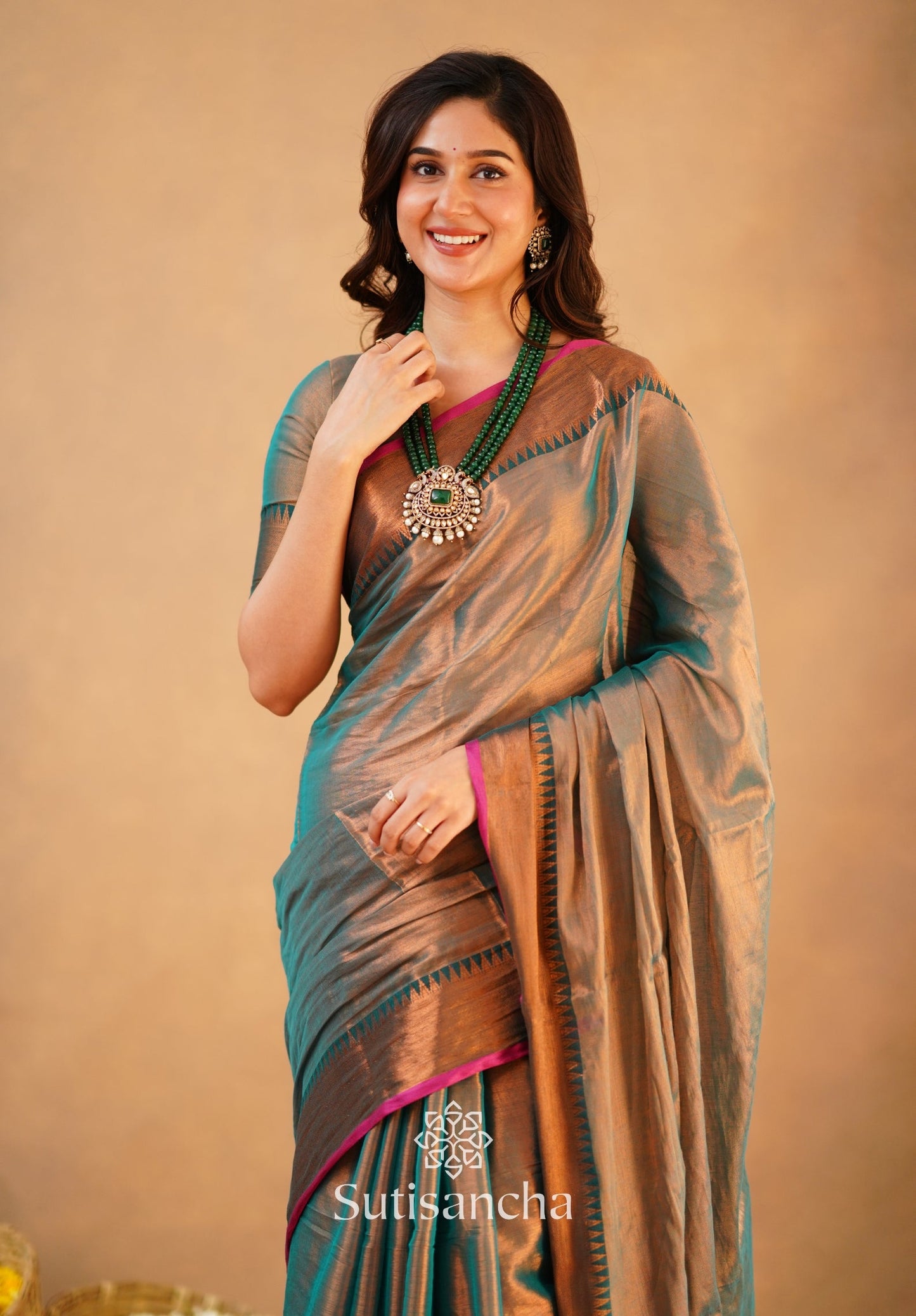 Dhiyona SS Sutisancha Rama Green Handloom Cotton Tissue Saree