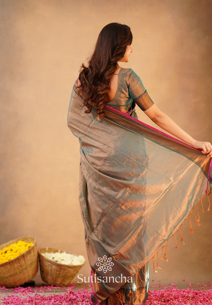Dhiyona SS Sutisancha Rama Green Handloom Cotton Tissue Saree