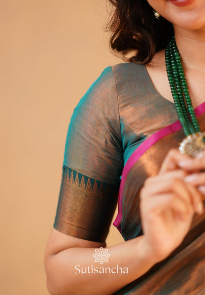 Dhiyona SS Sutisancha Rama Green Handloom Cotton Tissue Saree