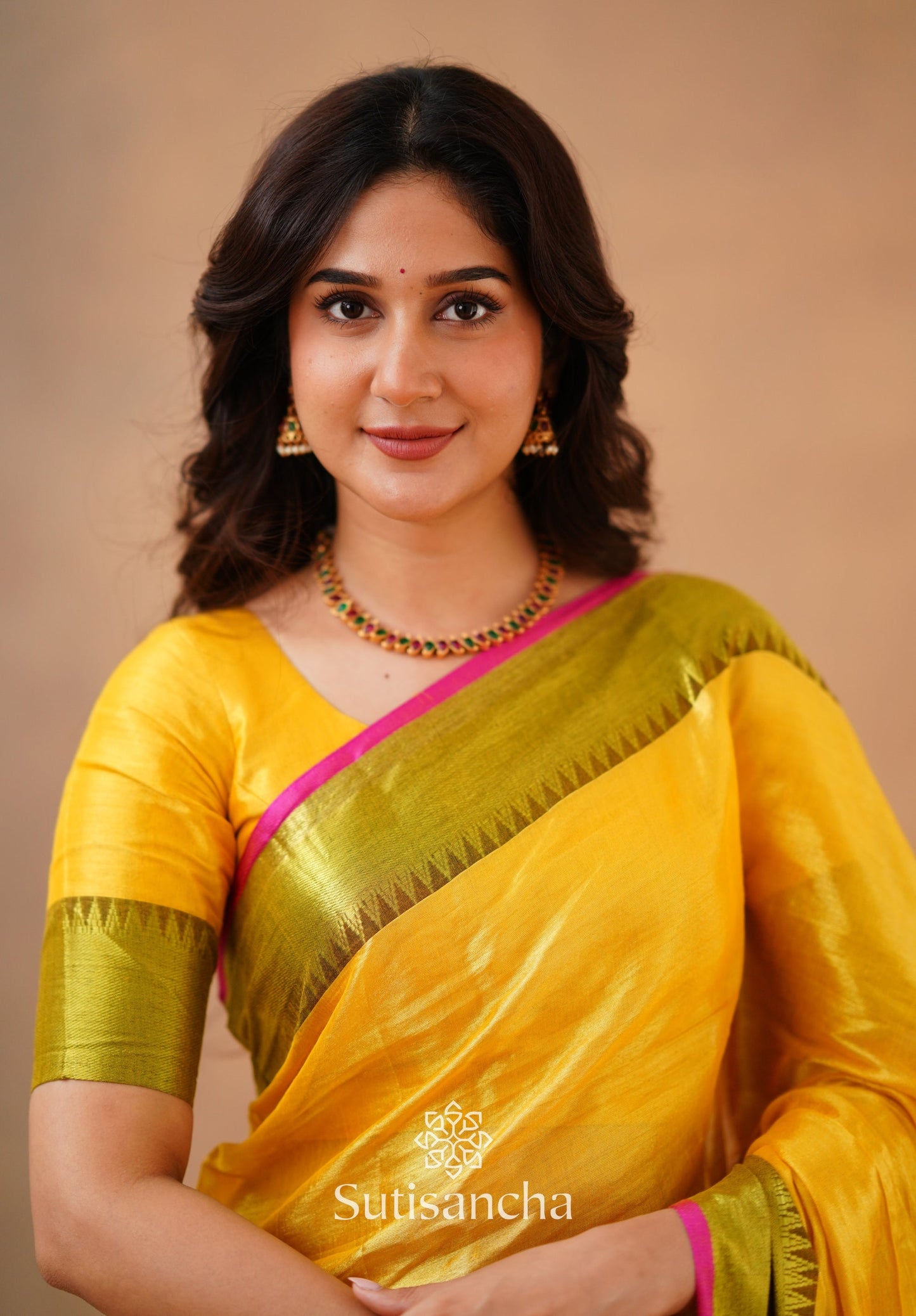 Dhiyona SS Sutisancha Yellow Handloom Cotton Tissue Saree