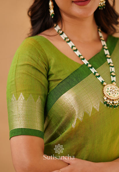 Dhiyona SS Sutisancha Parrot Handloom Cotton Designer Tissue Saree