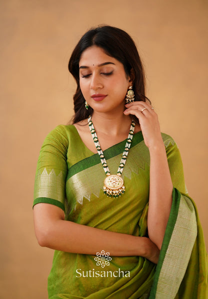 Dhiyona SS Sutisancha Parrot Handloom Cotton Designer Tissue Saree