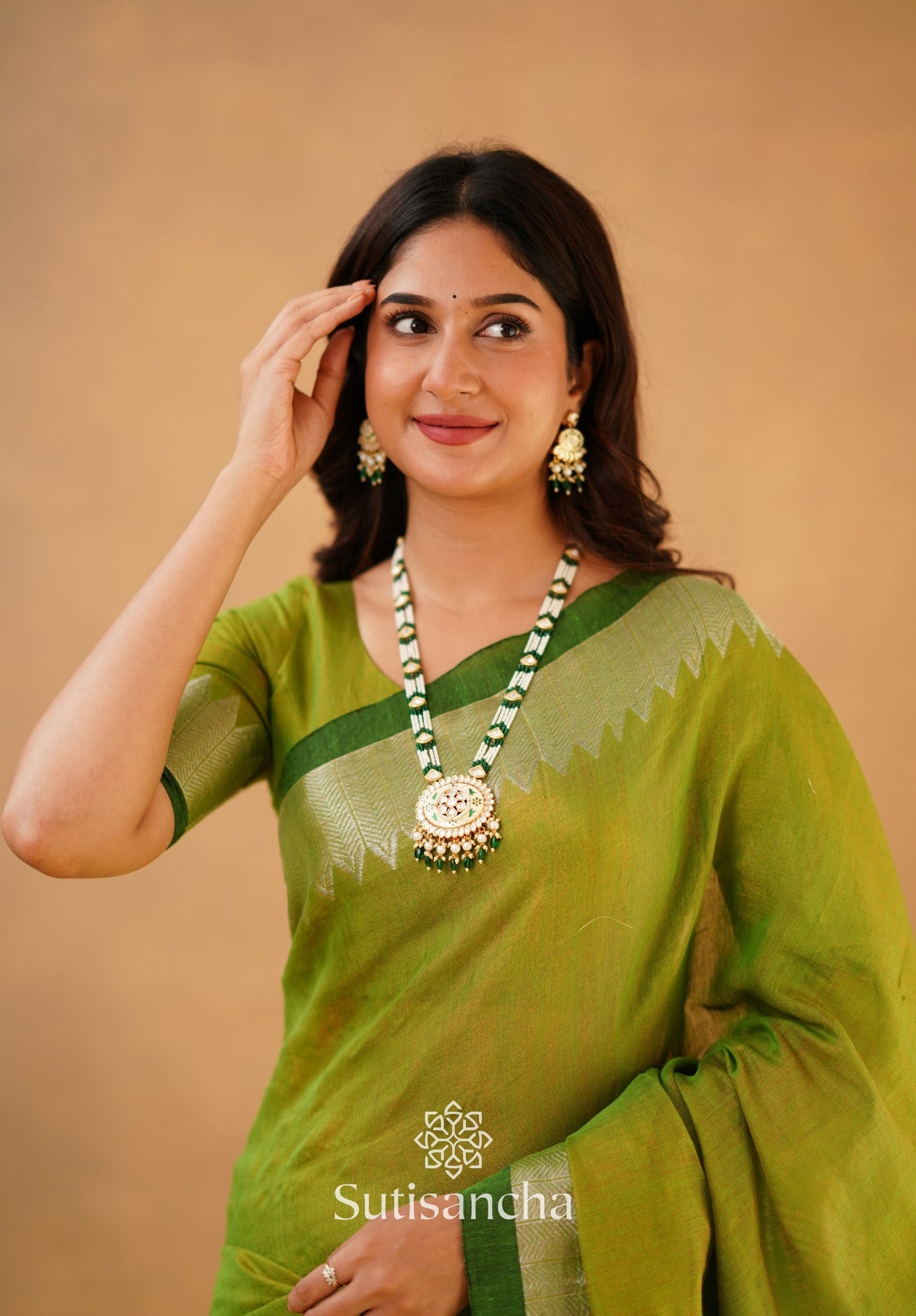 Dhiyona SS Sutisancha Parrot Handloom Cotton Designer Tissue Saree