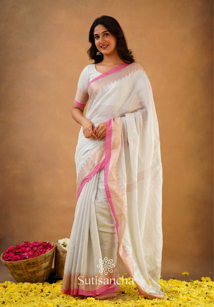 Dhiyona SS Sutisancha Handloom Cotton Designer Tissue Saree