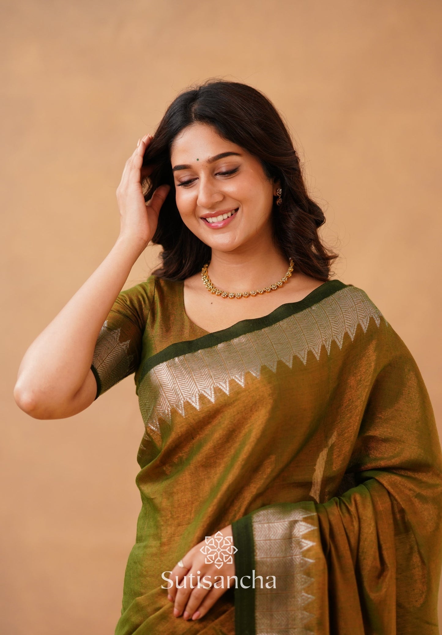 Dhiyona SS Sutisancha Anique Bronze Handloom Cotton Designer Tissue Saree