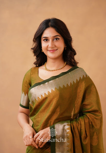 Dhiyona SS Sutisancha Anique Bronze Handloom Cotton Designer Tissue Saree