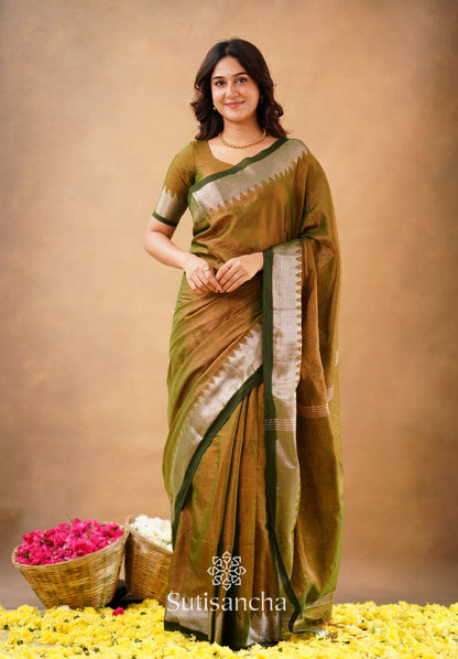 Dhiyona SS Sutisancha Anique Bronze Handloom Cotton Designer Tissue Saree