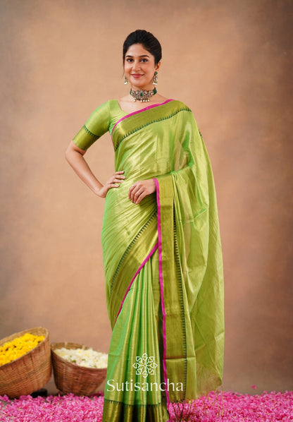 Dhiyona SS Sutisancha Parrot Handloom Cotton Tissue Saree