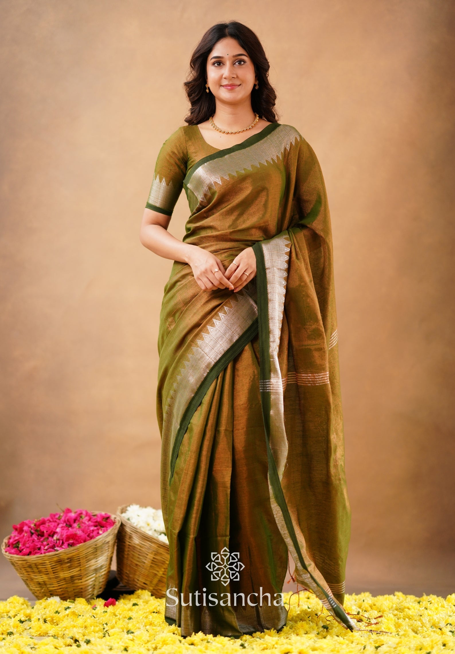 Dhiyona SS Sutisancha Anique Bronze Handloom Cotton Designer Tissue Saree