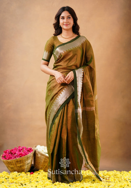 Dhiyona SS Sutisancha Anique Bronze Handloom Cotton Designer Tissue Saree