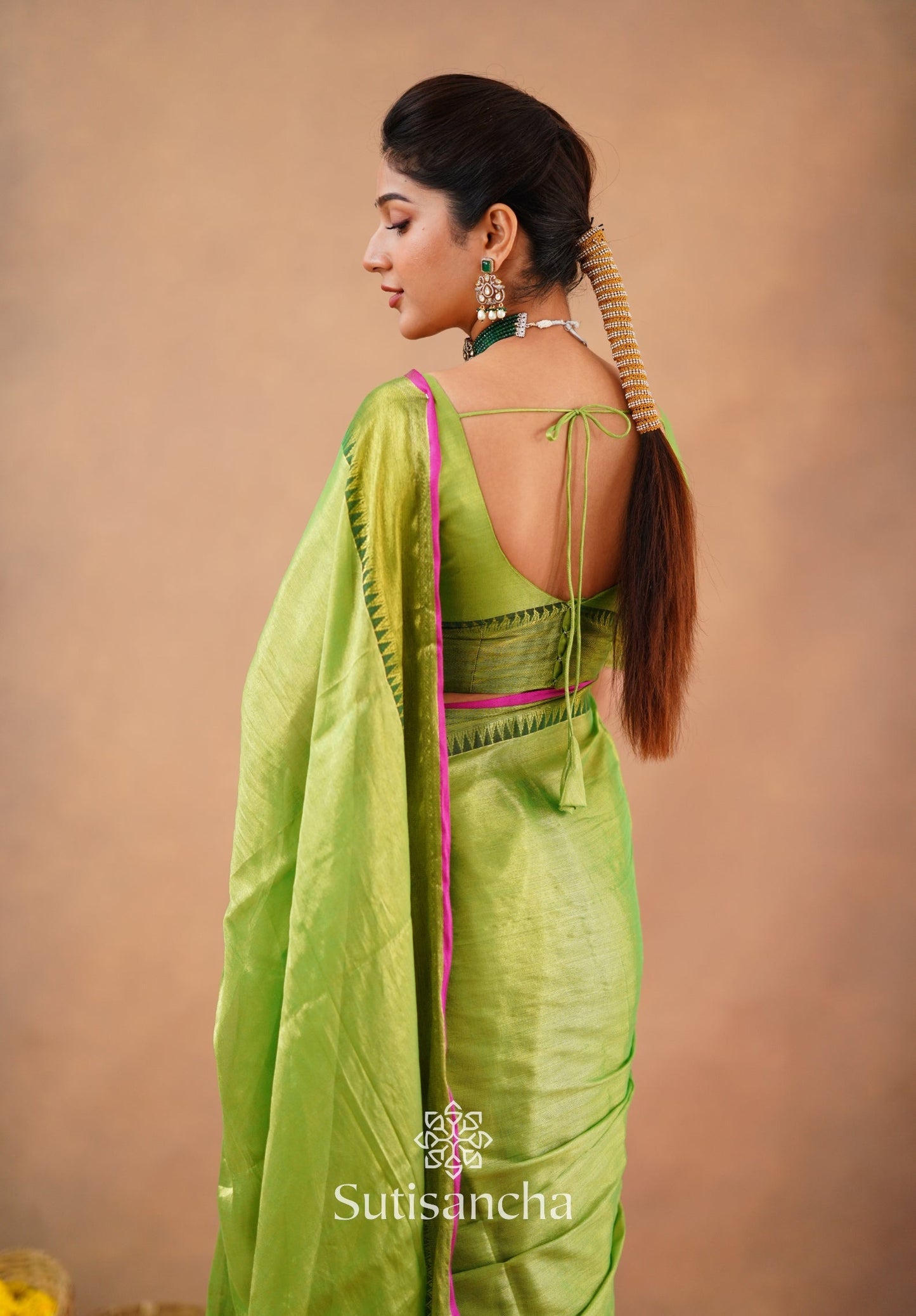 Dhiyona SS Sutisancha Parrot Handloom Cotton Tissue Saree