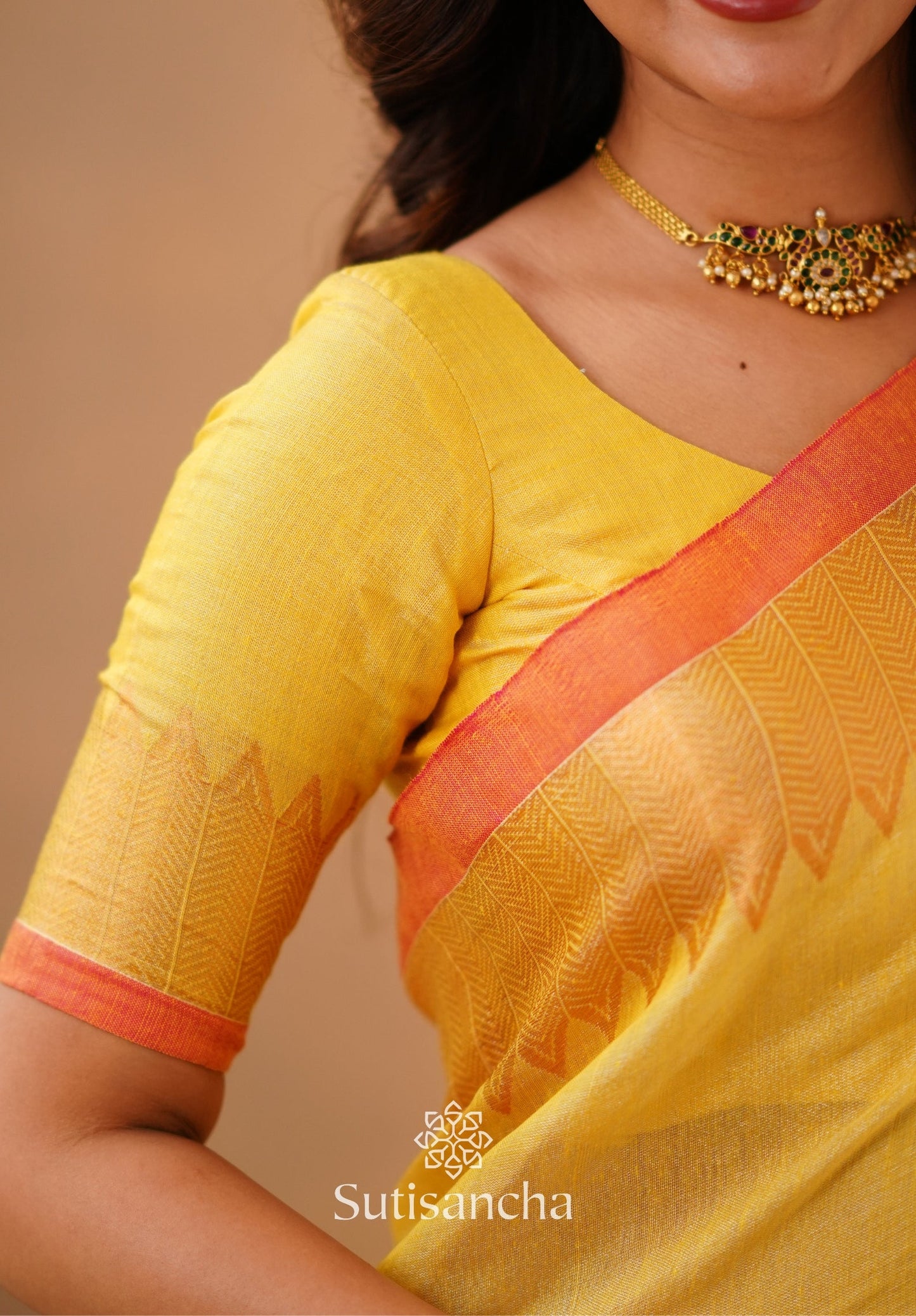 Dhiyona SS Sutisancha Yellow Handloom Cotton Designer Tissue Saree