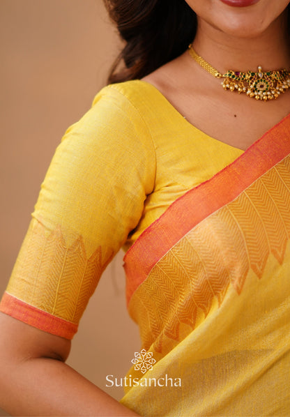 Dhiyona SS Sutisancha Yellow Handloom Cotton Designer Tissue Saree