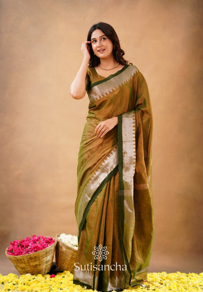 Dhiyona SS Sutisancha Anique Bronze Handloom Cotton Designer Tissue Saree