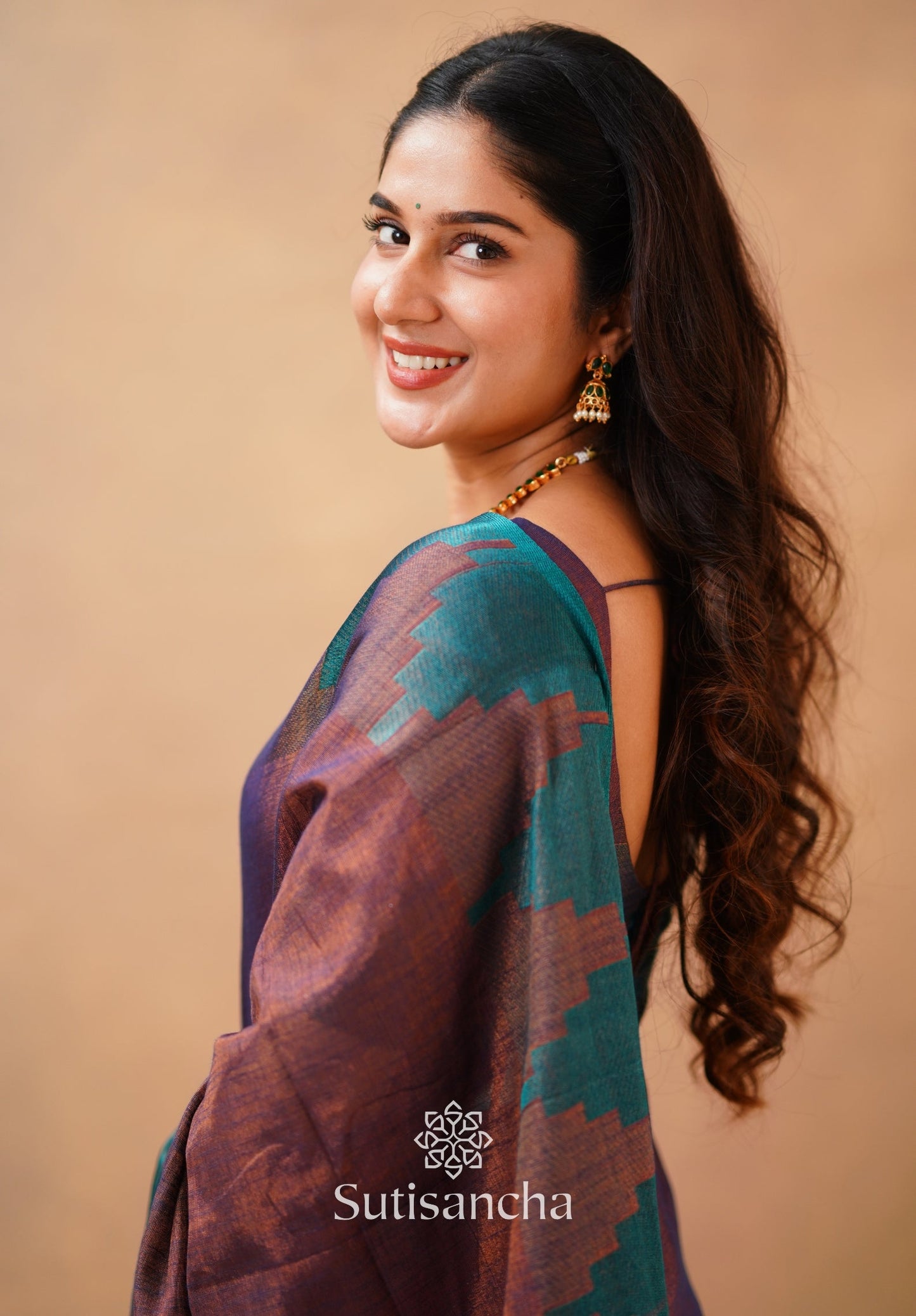 Dhiyona SS Tissue Cotton Handloom Saree with Artisanal Stepped Border