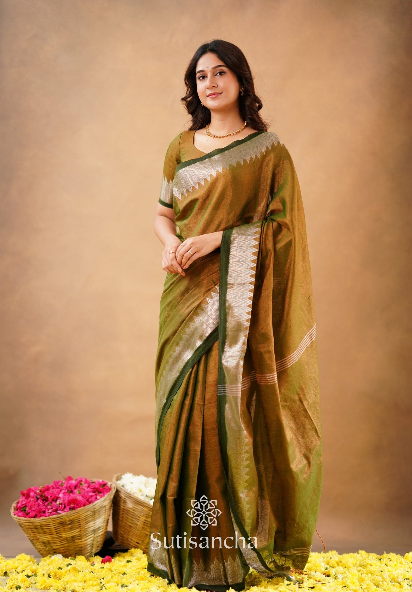 Dhiyona SS Sutisancha Anique Bronze Handloom Cotton Designer Tissue Saree
