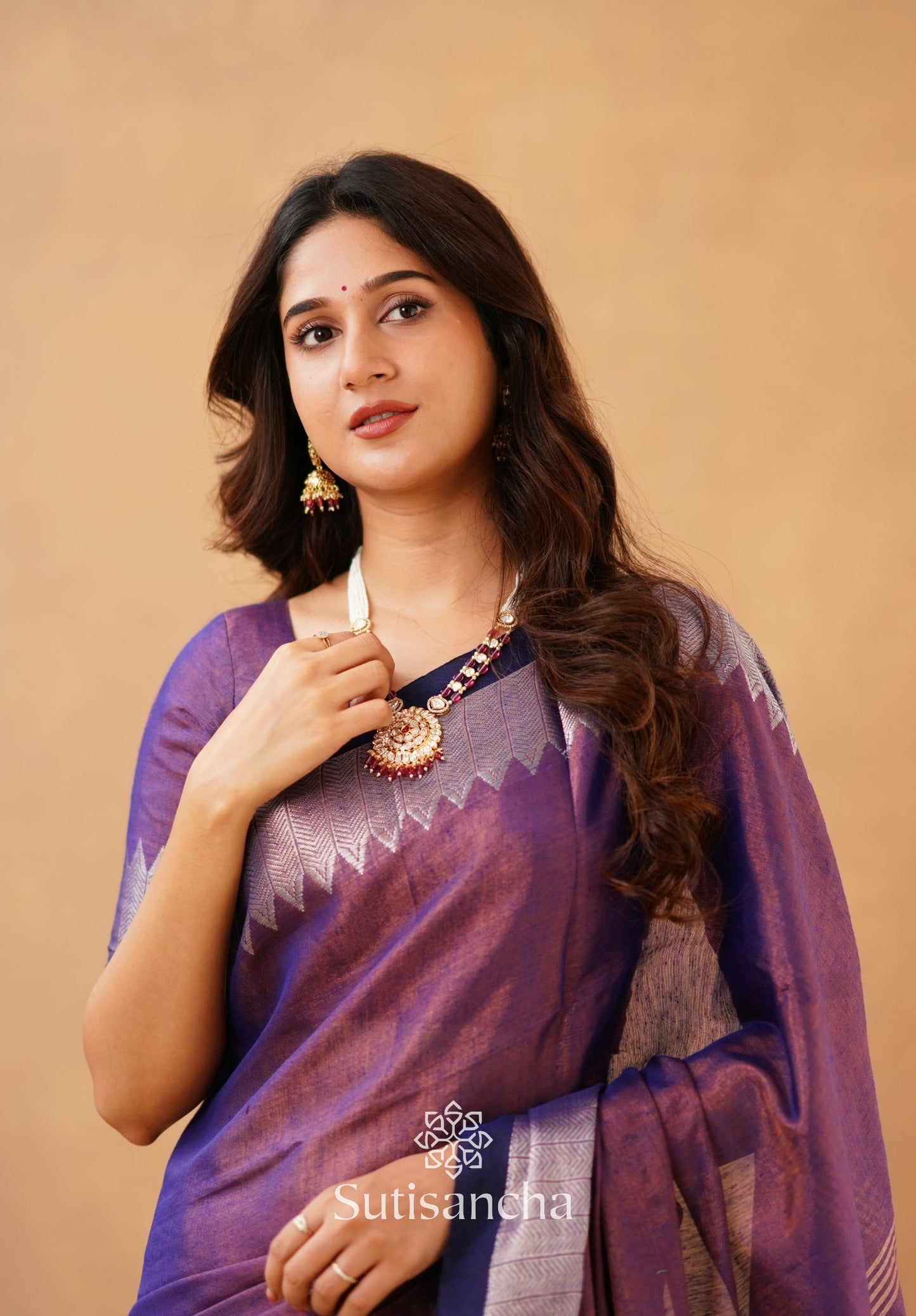Dhiyona SS Sutisancha Purple Handloom Cotton Designer Tissue Saree