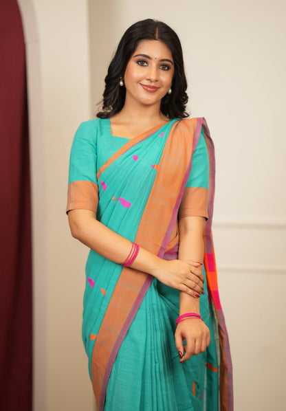Dhiyona SS Artisan Glow – Sky Handloom Saree