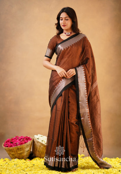 Dhiyona SS Sutisancha Copper Handloom Cotton Designer Tissue Saree